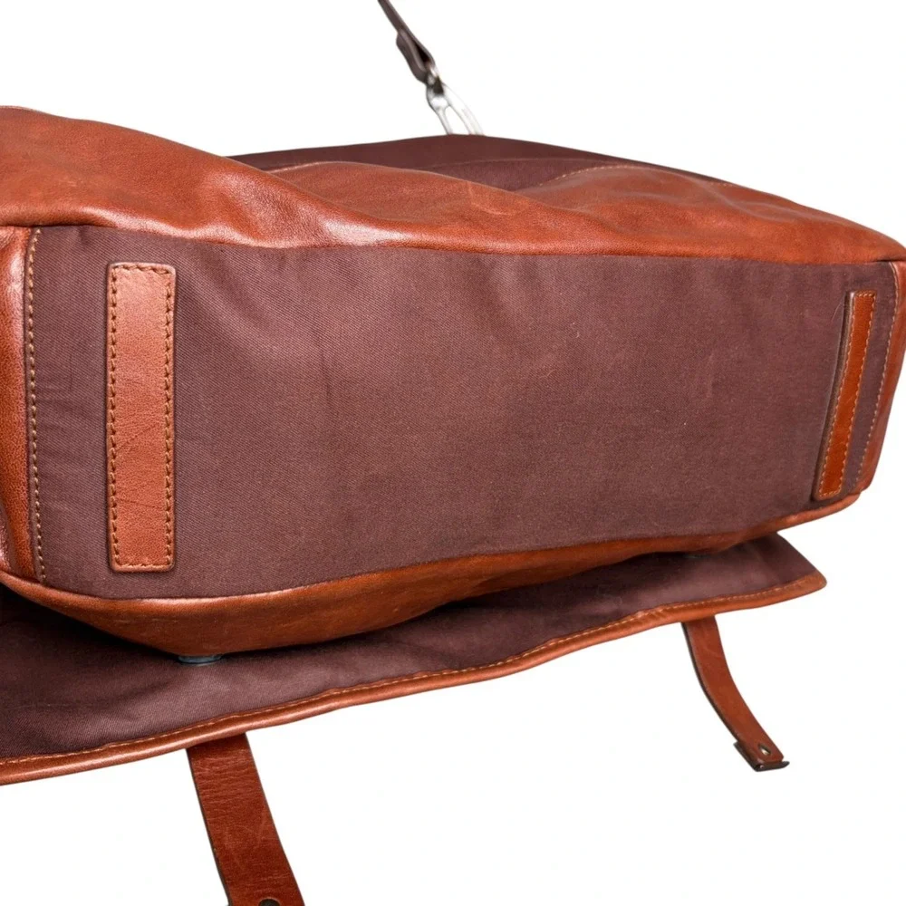 Francesco Biasia Brown Leather Messenger Bag Soft Laptop Work Travel Crossbody